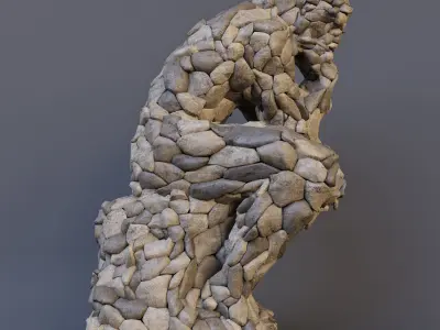 The thinker statue made with rocks 3D model