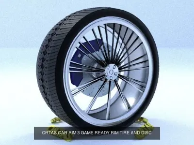ORTAS CAR RIM 1-2-3-4-5 GAME READY RIM TIRE AND DISC 3D Model Pack
