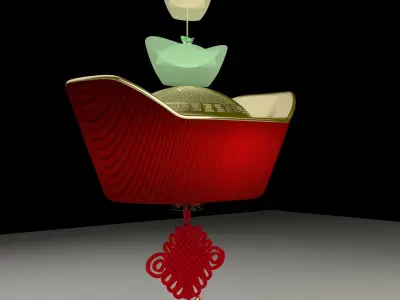 Chinese gold Ingot 3D model