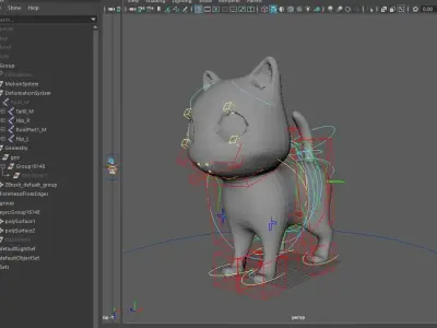 Cat Cartoon Animated and Rigged Low-poly 3D model