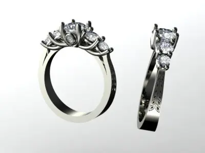 5 Diamond Solitaire Engagement Rings 3D print model