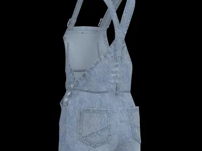 Denim overall jumpsuit 3D model