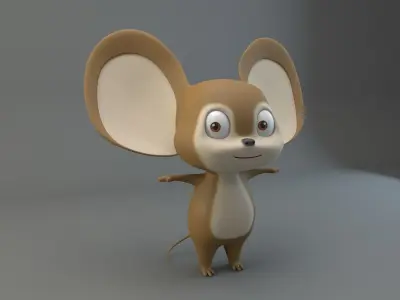 Cartoon Mouse Low-poly 3D model 2