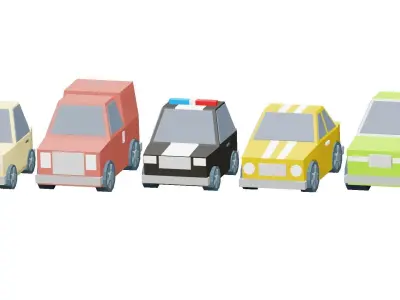 5 LowPoly Cars for Games and Animating Low-poly 3D model