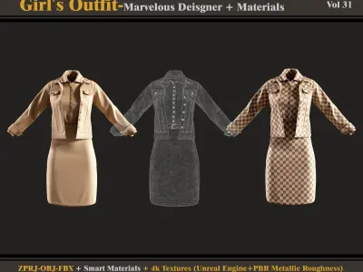 Girls Outfit- MD-Clo3d -Material-Textures - OBJ - FBX 3D model