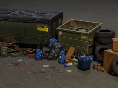 Trash Pack - 62 Game Ready Debris and Urban Props with 4K PBR Low-poly 3D model