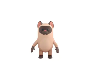 Rigged Siamese Cat Character 3D model