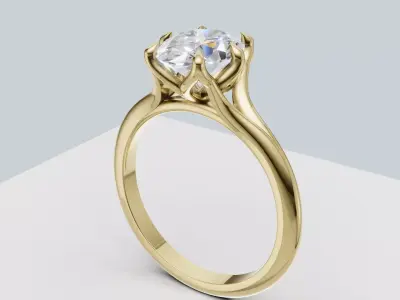 Engagement ring tulip prongs 3D print model