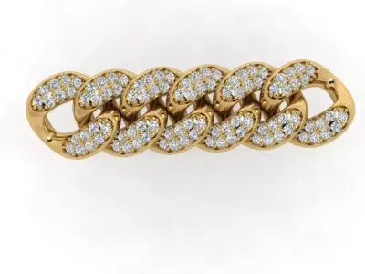 Cuban Link Bracelet for Men with Pave Diamonds 3D print model