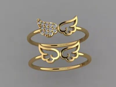 Wing Ring STL 3D print model Angel ring  3D print model