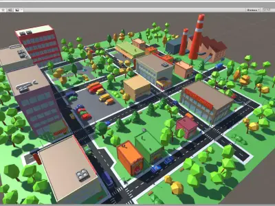 Cartoon Town pack Low-poly 3D model