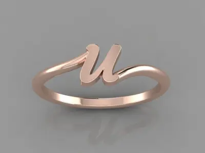 Alphabet Ring U 3D print model