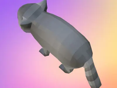 Low poly raccoon Low-poly 3D model