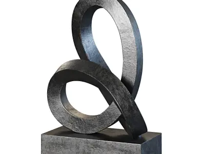 Cast Metal Abstract Sculpture 4 Low-poly 3D model