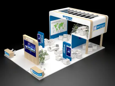 Double Deck Exhibition Stand 15x10m 3D model