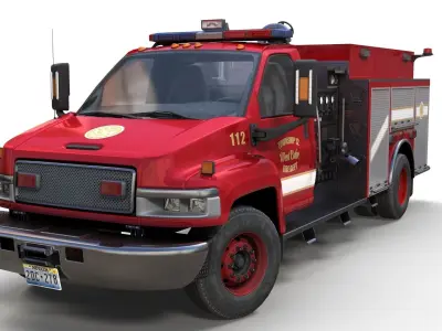 Firetruck Low-poly 3D model