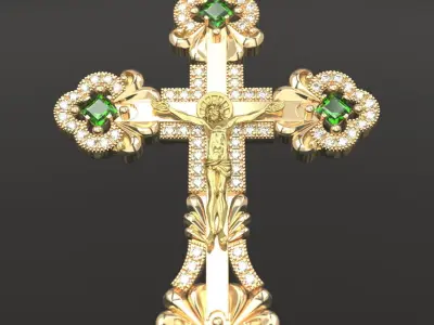 Diamond cross with crucifixion 3D print model