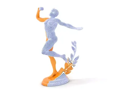 Golden Athlete Statue with Laurel model pack Low-poly 3D model