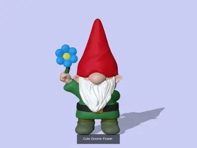 Gnomes gnome holding flower 3D Model Collection