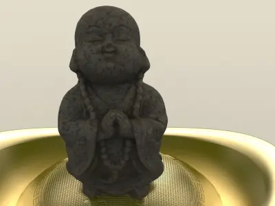 Chinese monk kid with yuan bao 3D model