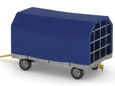 Covered Airport Luggage Trailer 3D model