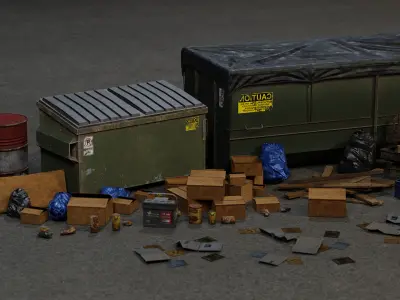 Trash Pack - 62 Game Ready Debris and Urban Props with 4K PBR Low-poly 3D model