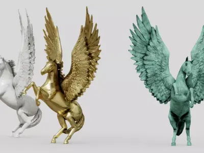 Pegasus Statues Low-poly 3D model