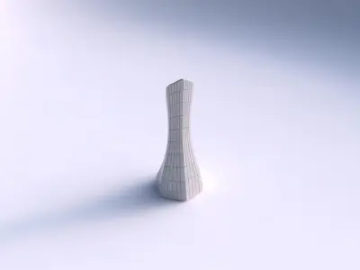Vase squeezed and bent hexagon with grid plates 3D print model