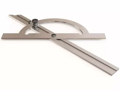 Protractor metal ruler 3D model