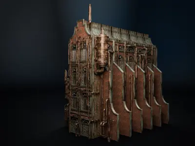 STEAMPUNK INDUSTRIAL BUILDING 5 Low-poly 3D model