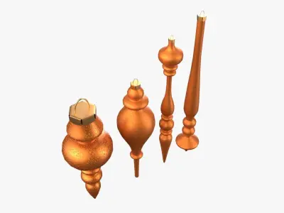 Christmas Tree Ornament Set11 - Green Orange 3D model