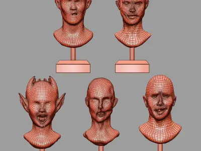 Head Sculpture Set Vol 01 Low-poly 3D model