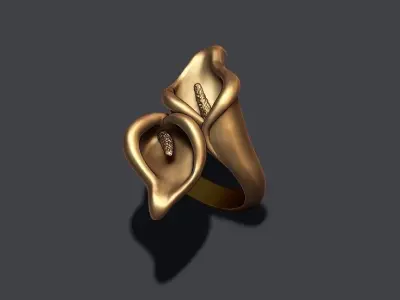 Calla Lily ring 3D print model