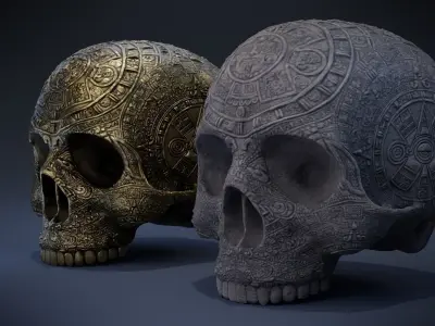Aztec Skull Low-poly 3D model