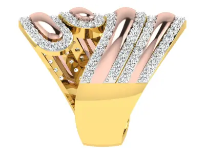 Light Weight ROSE Gold Diamond Ring  -DDS RN 215 3D print model
