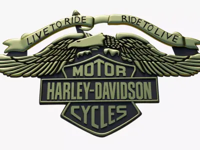 Eagle Emblem - Live to Ride Motorcycle Badge 3D print model