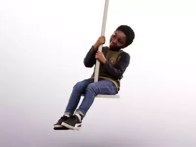 Garry 14507 - Black Boy Riding A Cable Car On The Playground Low-poly 3D model