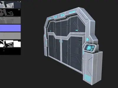 Scifi door Low-poly 3D model