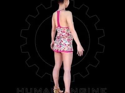 Female Scan - Izumi Flower Dress with Heels A pose 3D model