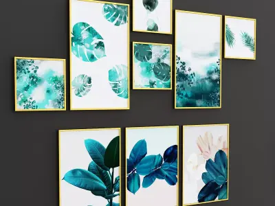 Set Arts Collection two gold leaf prints 3D model