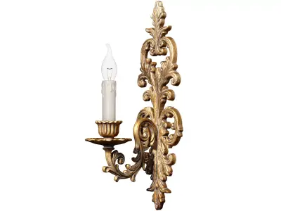Golden Antique Tall Sconce Classic Style Wall Lamp Candlestick 3D model
