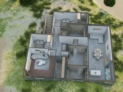 Underground Furnished House 3D Model 3D model