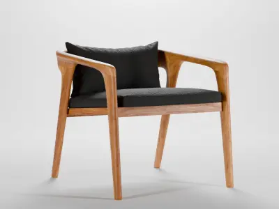 Modern wooden sofa Low-poly 3D model