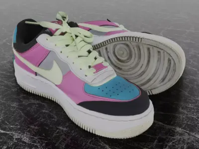 NIKE AIR FORCE 1 SHADOW 3D SHOES - BLUE - PINK Low-poly 3D model