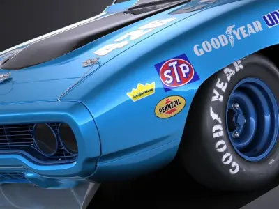 Plymouth Roadrunner NASCAR Richard Petty 1971 3D model
