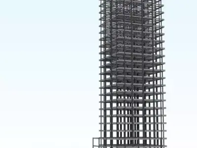 Steel-frame high-rise building 3D model