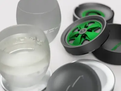 PORSCHE CARRERA INSPIRED ASHTRAY AND COASTERS SET 3D model