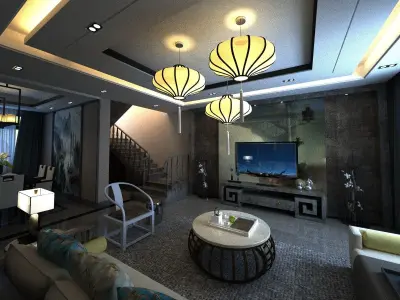 Chinese interior design room 3D model