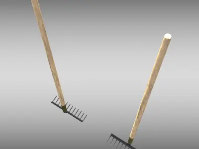 Game-ready Rake Black - Clean and Dirty Low-poly 3D model