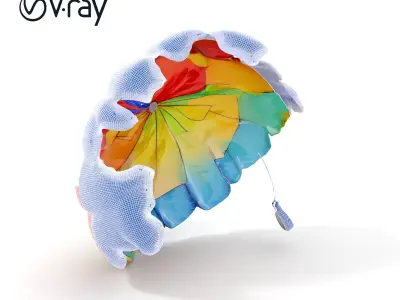 Vibrant Parachute Model Pack for Interactive Graphics Low-poly 3D model